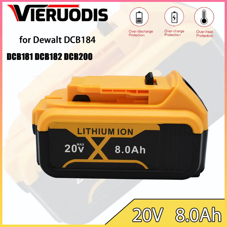 

Для перезаряжаемой аккумуляторной батареи DeWalt 20 в Ач, подходит для телефона + зарядное устройство с зеркальной литий-ионной батареей
