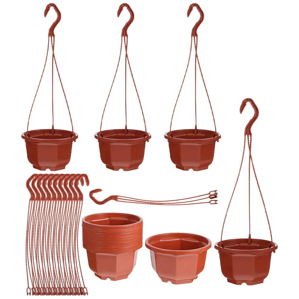 

Homsfou Hanging Planters Plastic Flower Pot Garden Plant Basket Hanging Chain Hooks Indoor Outdoor Garden Plants