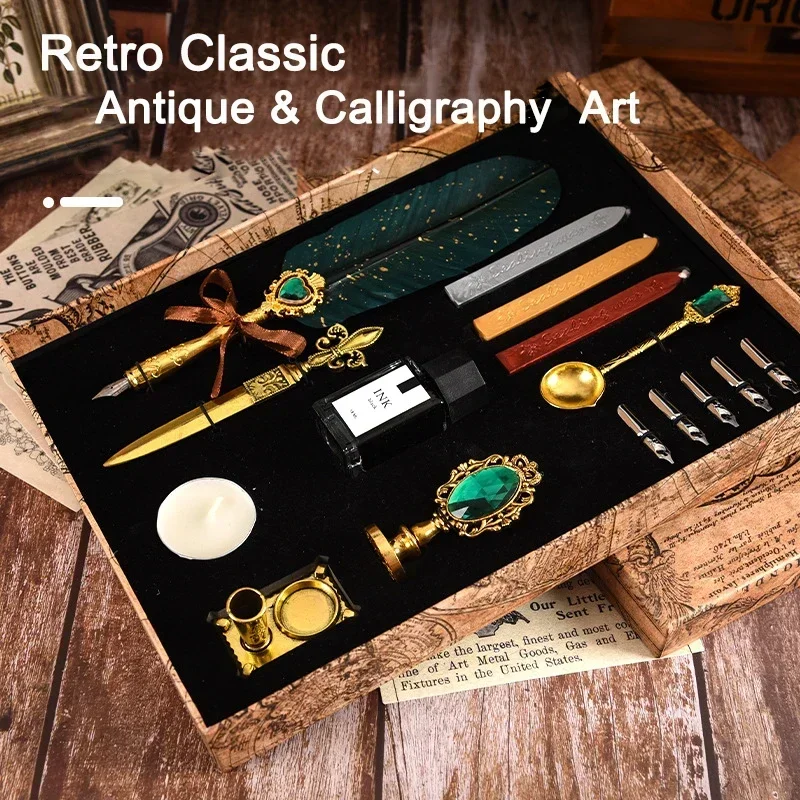 

Ручка перьевая в европейском стиле, ручка перьевая с держателем, в стиле ретро, с герметичным покрытием, Подарочная коробка для подруги на день рождения