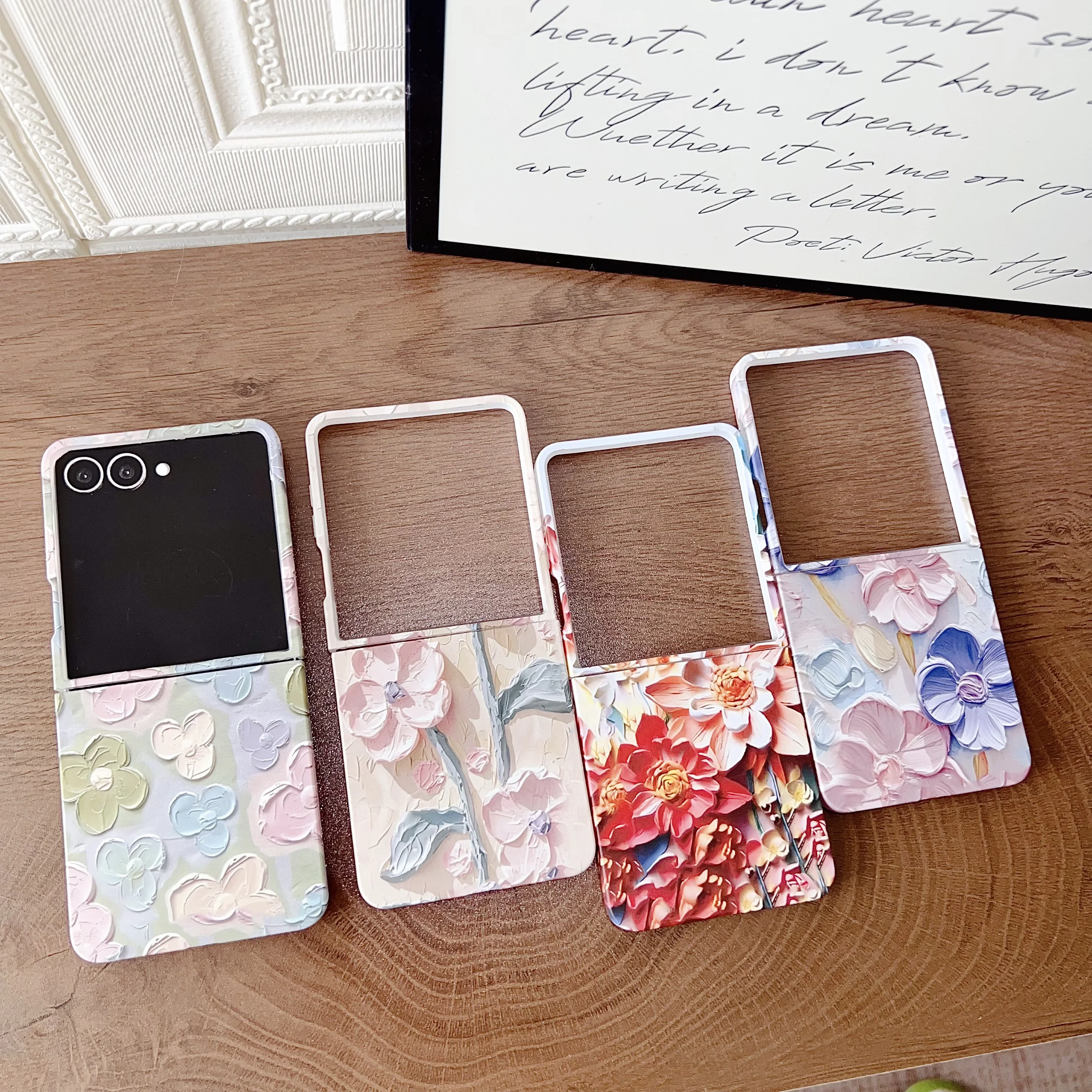 Fresh Flowers Embossed Feel Shockproof Hard PC Cover Case