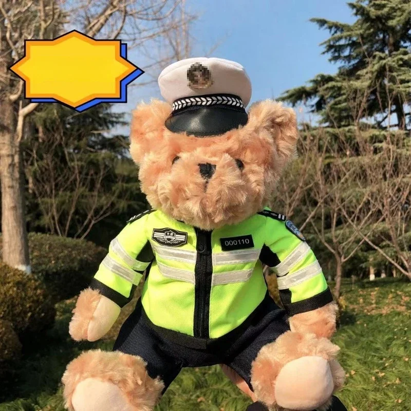 Police Little Bear Doll Doll Traffic Police Bear Motorcycle Iron Riding Little Plush Toys Teddy Cartoon