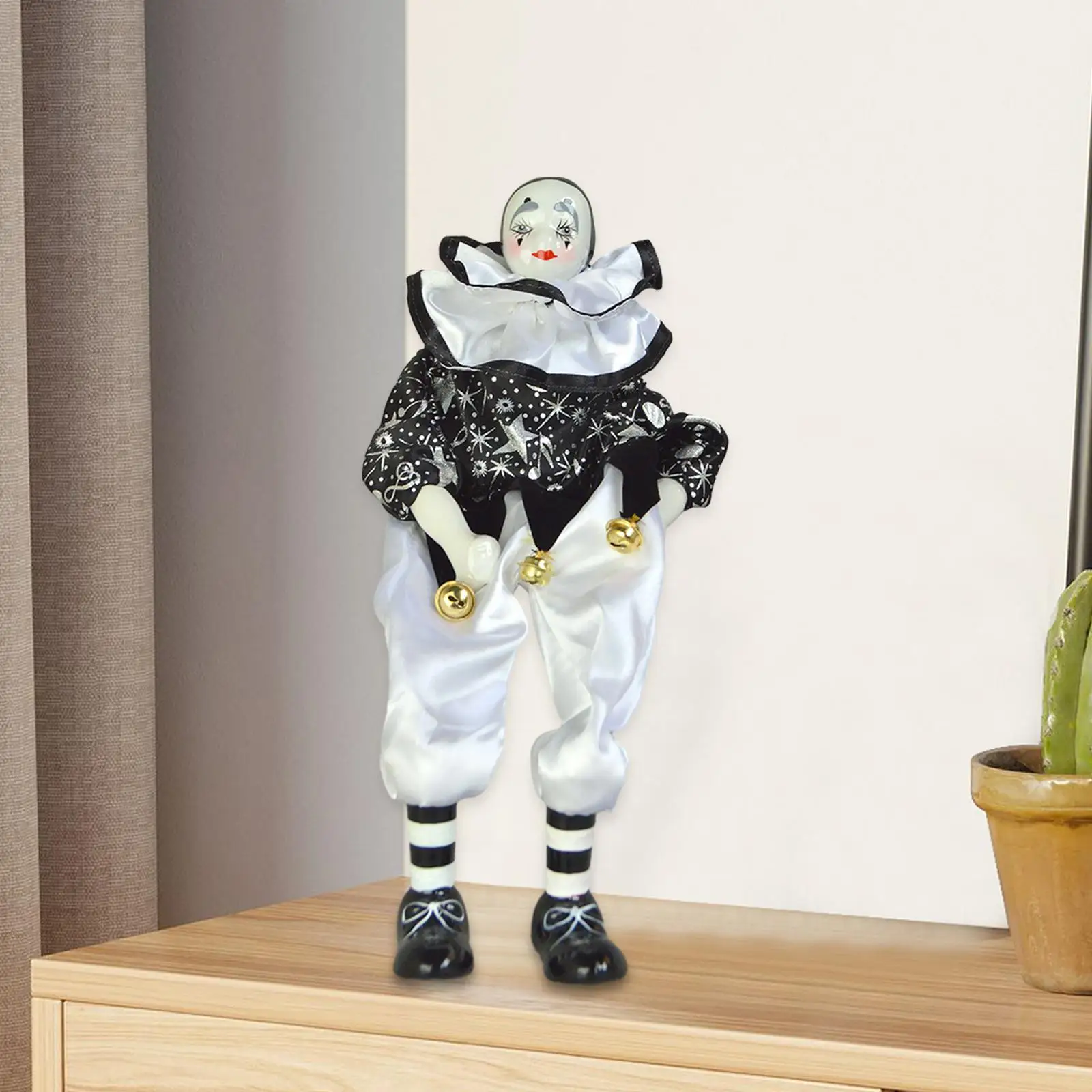

Clown Doll Antique Doll Home Display 14.17 inch Movable Harlequin Doll for Party Favor Arts Crafts Souvenirs Festival Birthday