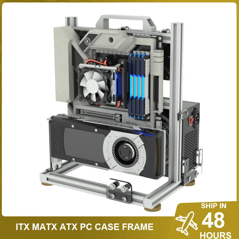 Open Frame Rack para Faça Você Mesmo Gamer Gabinete Itx Matx Atx pc Case Water Cooler Desktop Computer Gaming Chassis Personalidade Vertical - Imagem 4
