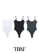  TRAF 2023 Women Rompers Woman New Three Color Suspender Slim And Minimalist Style Sleeveless Jumpsuit  Female Party Rompers 