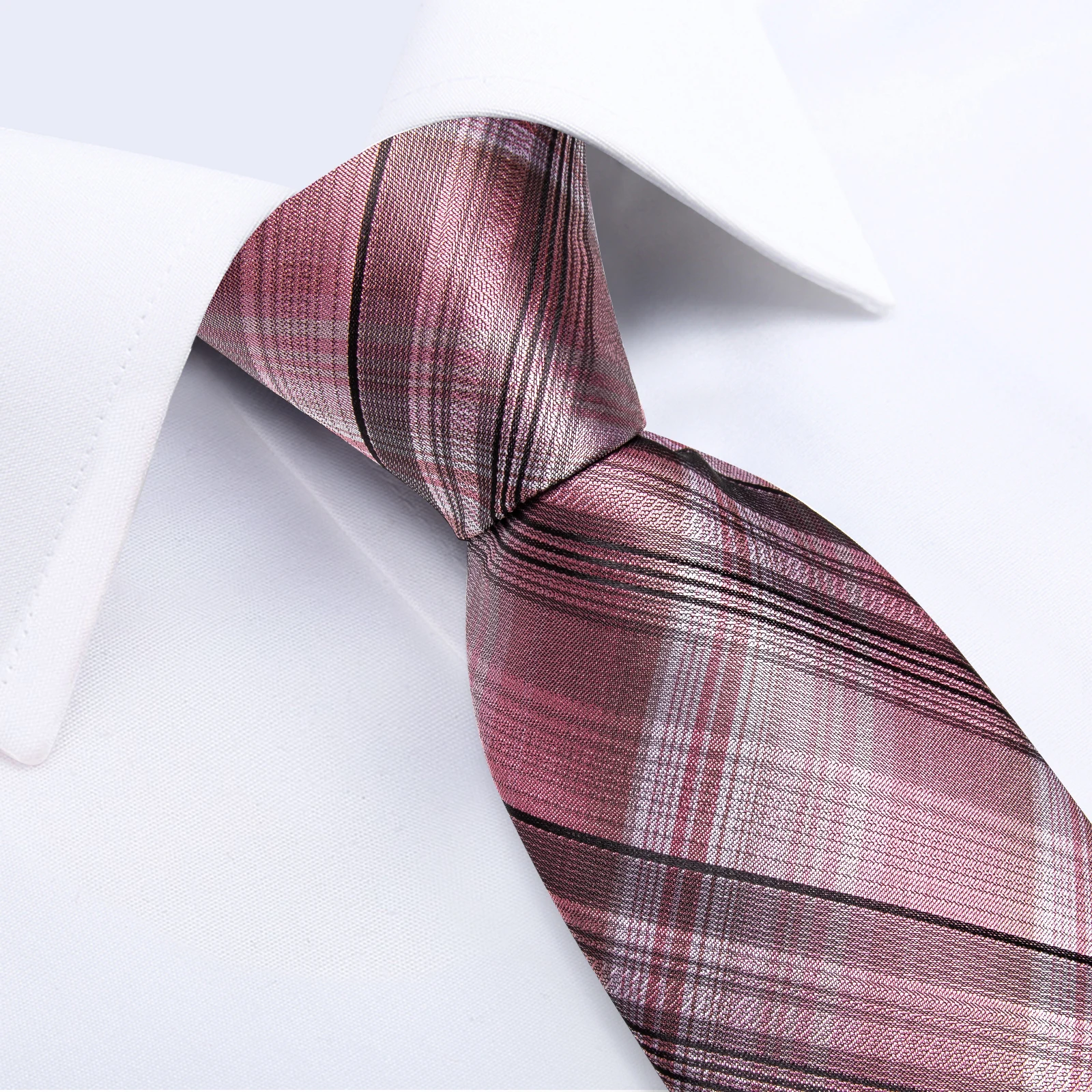160cm Length Men's Silk Tie Set Handkerchief Cufflinks Wedding Party Accessories Neck Ties Gift for Men DiBanGu