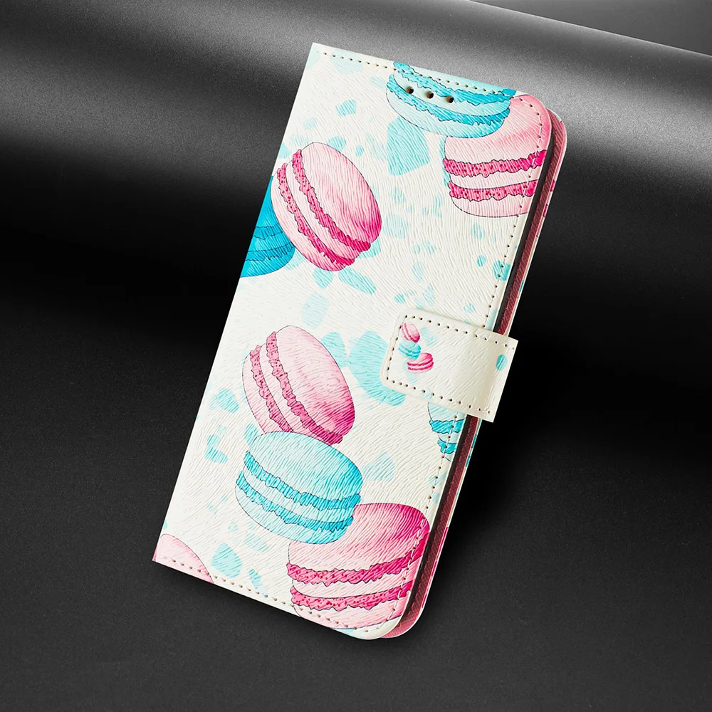 Luxury Coloured Drawing Wallet Phone Case - Shockproof Stand with Card Slot and Flip Cover