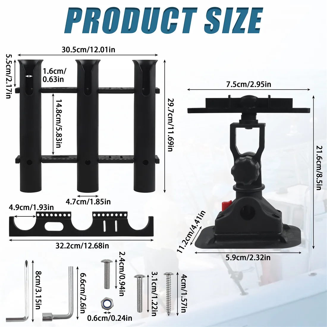 Fishing Rod Holder Bracket Tube 3 Rod Rack Fishing Pole Rod