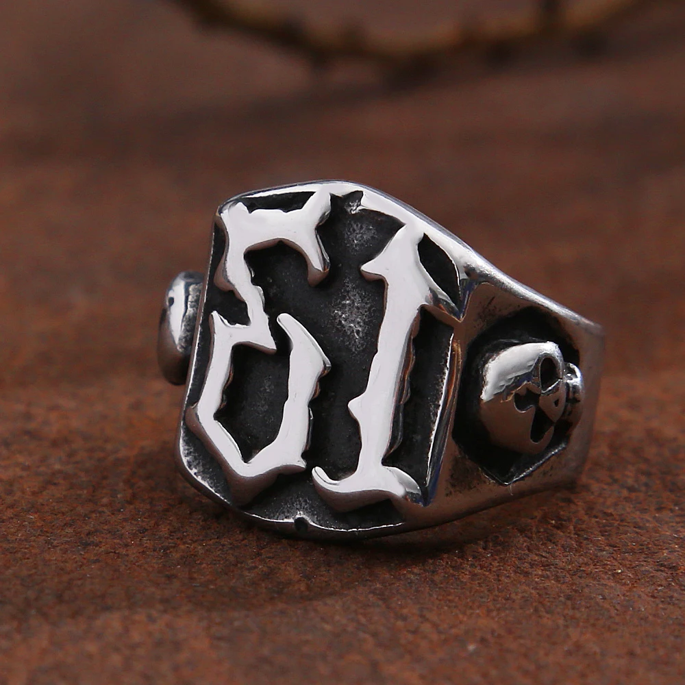 ヨ*シ様 K10 13号リング　ジャンク Fashion Retro Punk Hip Hop Men's Lucky Number Ring 316L
