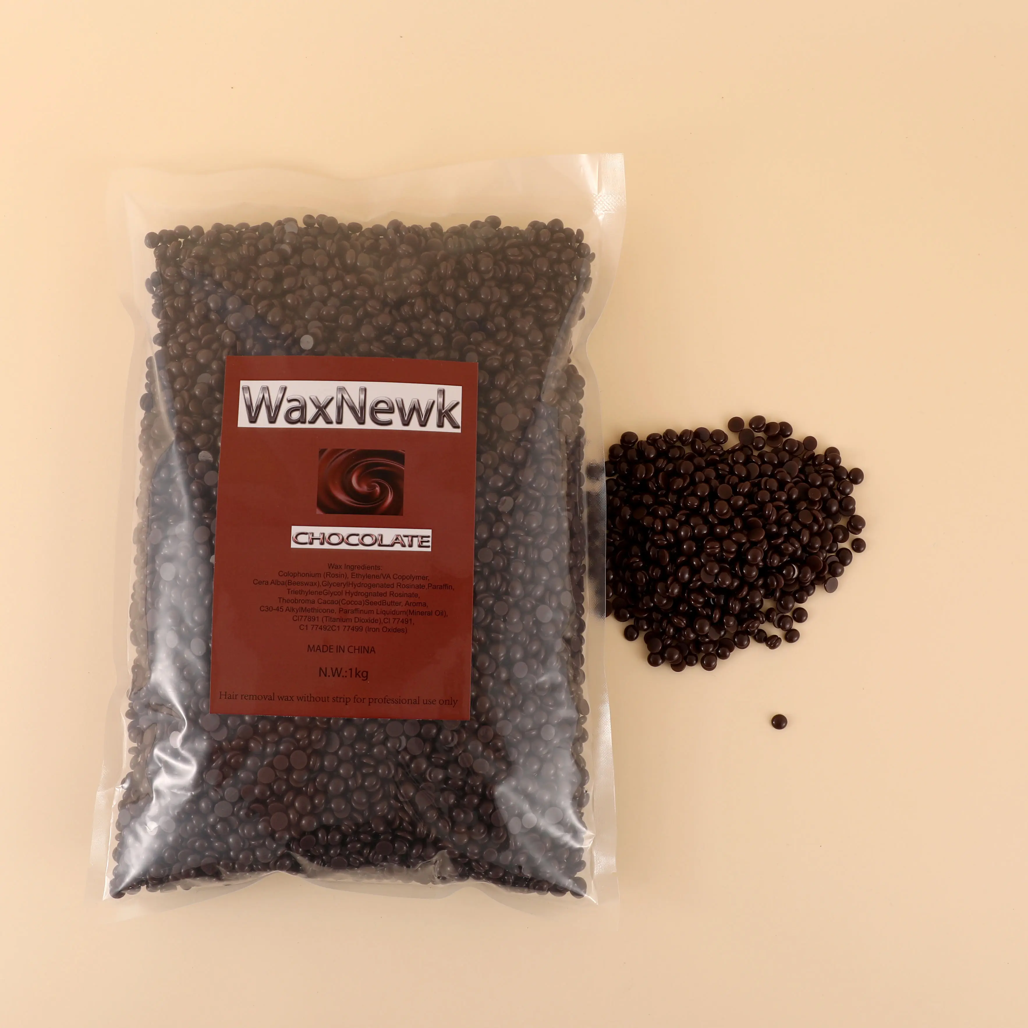 WaxNewK chocolate 1KG 2.2LB Elastic depilatory dry fast hard Wax beans Body Hair Removal hot wax beans body wax