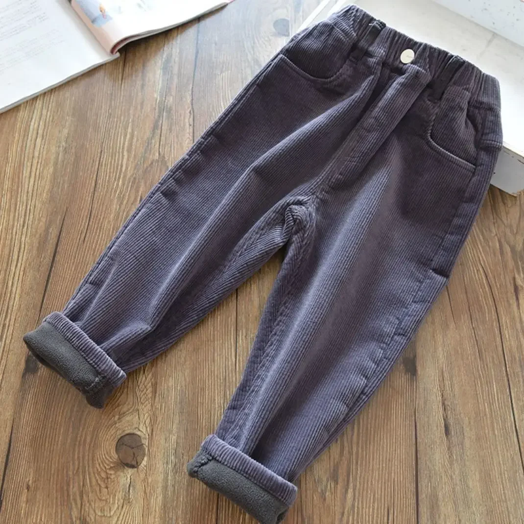 Winter Girls Pants Clothes 2-10Y Kids Warm Thick Pant Autumn Corduroy Outer Wear Trousers Children Clothes High Waist Pants