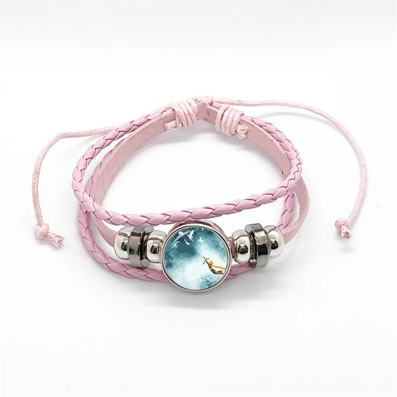The Little Prince Bracelet Women Kids Classic Cartoon Figure Fox Glass Button Woven Leather Bracelets for Couple Bangle Gift 2