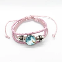 The Little Prince Bracelet Women Kids Classic Cartoon Figure Fox Glass Button Woven Leather Bracelets for Couple Bangle Gift 2