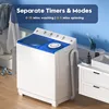 Portable Washing Machine, 40lbs Twin Tub Washer Mini Compact Laundry Machine with Drain Pump, Semi-automatic 24lbs Washer 16lbs 5