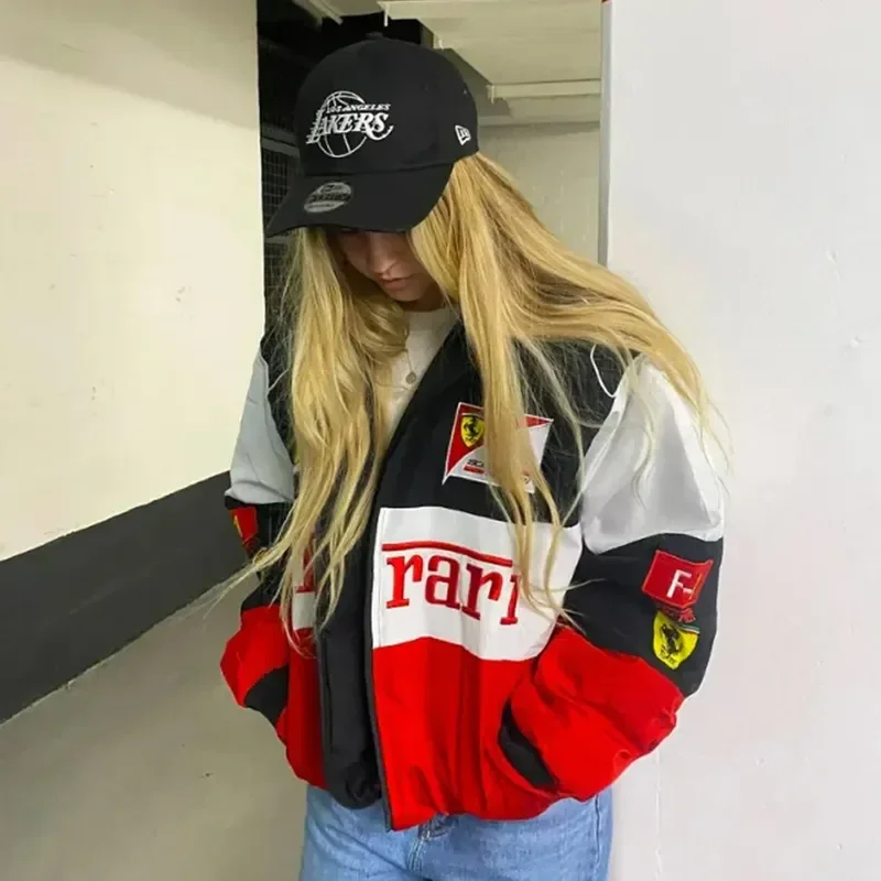 Motorcycle Jacket Motorcycle Clothing Autumn/Winter Printed Embroidered Cotton Jacket For Men And Women Loose Warm