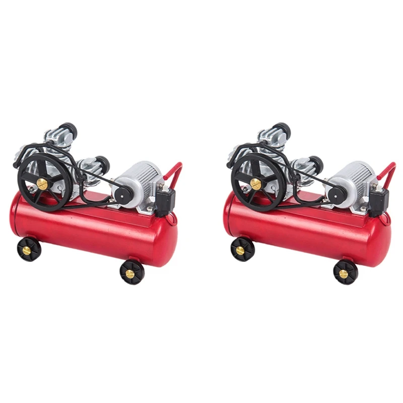 

2X Metal Air Compressor Inflatable Pump For Axial SCX10 Traxxas TRX4 WPL D12 C24 MN D90 MN99S 1/10 1/12 1/16 RC Car,Red