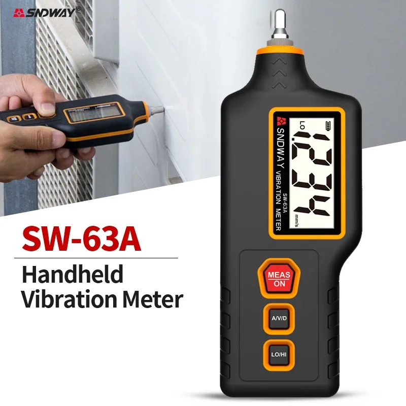 SNDWAY SW-63A Digital Vibration Meter High Precision Vibrometer 0.1-199.9m/S&sup2; Handheld Vibration Analyzer Vibrator Tester