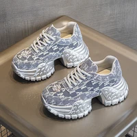 AUTUSPIN Fashion Denim Fabric Women Shoes New Style Crystal Luxury Ladies Sneakers 2024 Winter Autumn Design Platform Flats Shoe 2