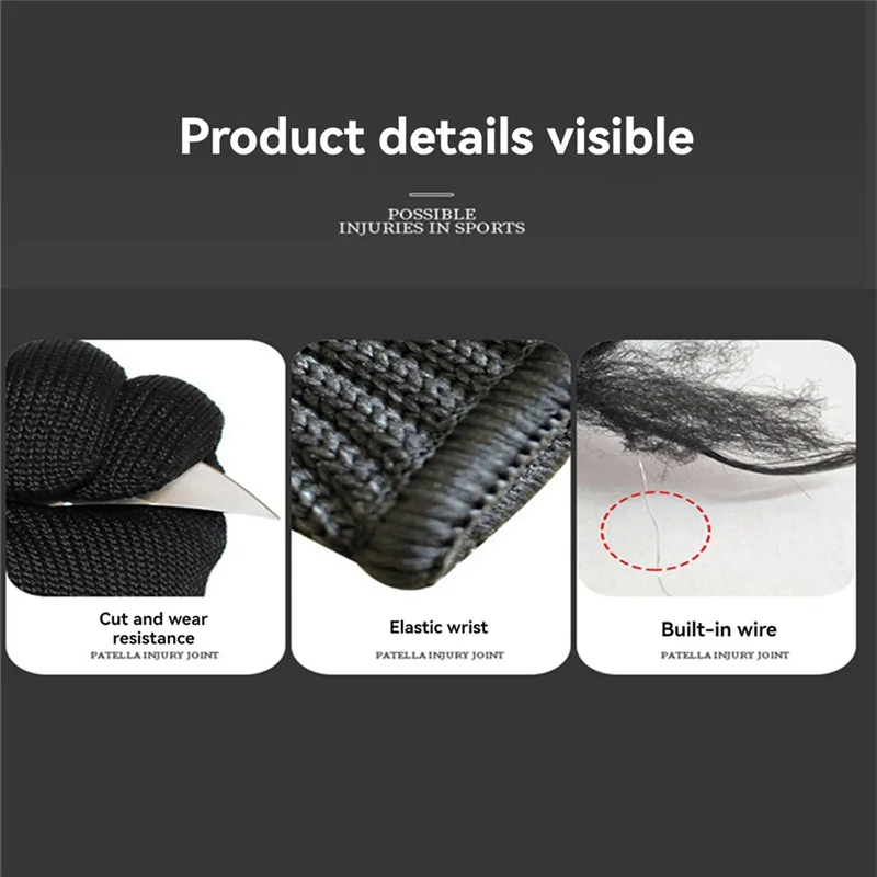 ELOS-1Pair Black Steel Wire Metal Mesh Gloves Anti Cutting Wear Working Gloves Garden