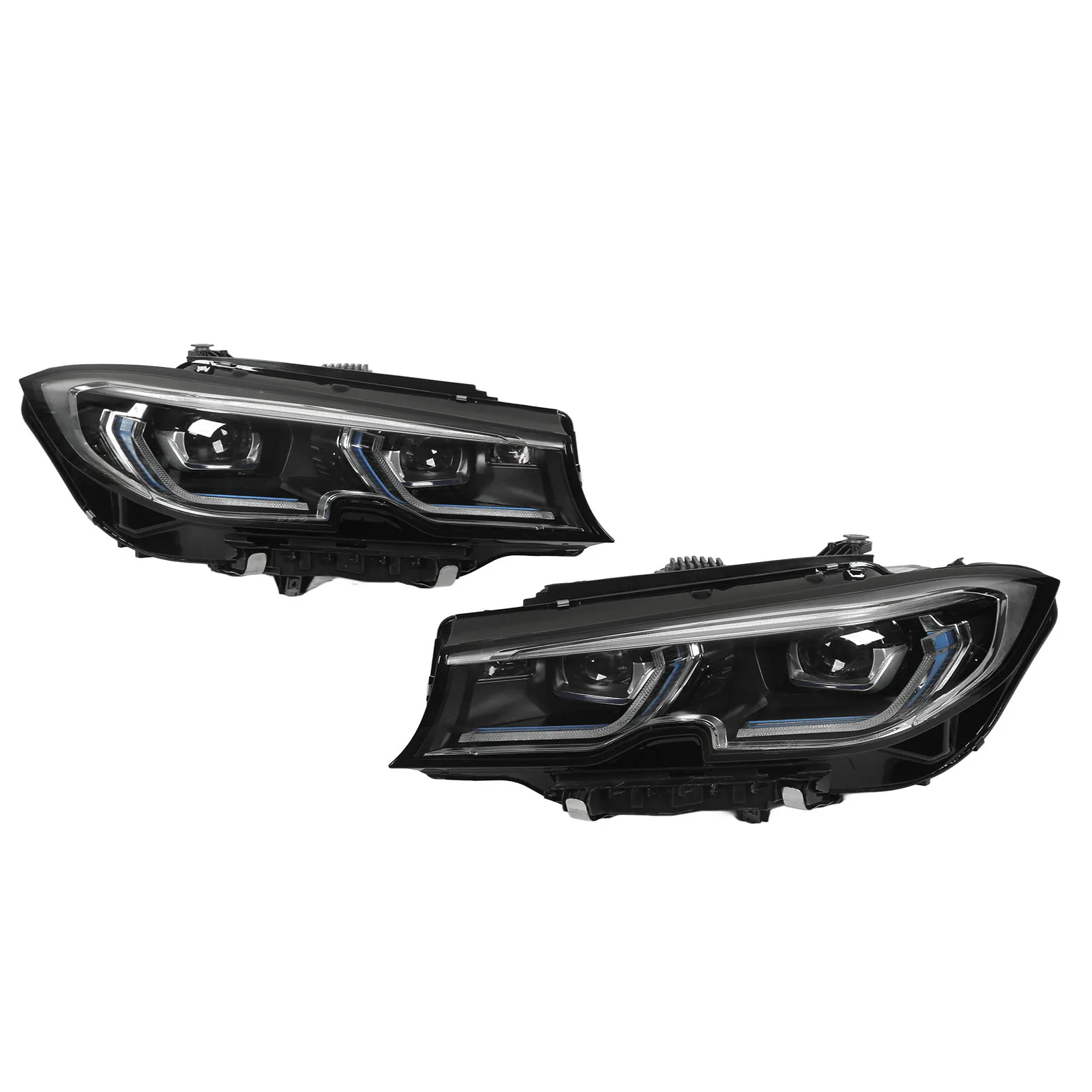 차량용 고정밀 레이저 조명 헤드라이트, 적응형 헤드라이트, ABS PMMA PC 8 LED 프로젝터, IP67 방수, 블루 스트라이프