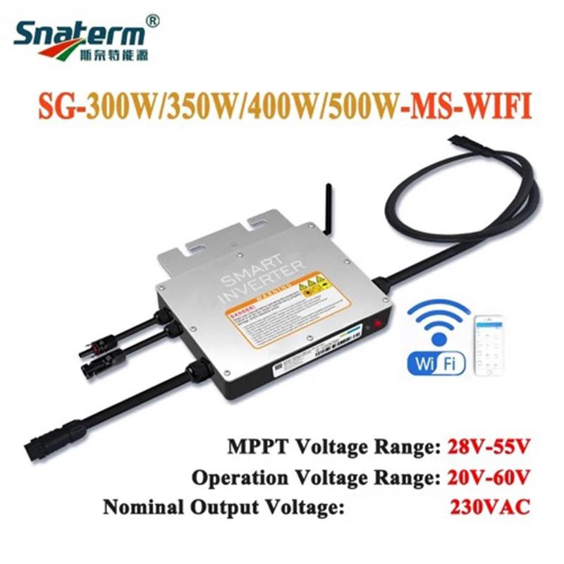 300W 350W 400W 500W MPPT ON Grid พลังงานแสงอาทิตย์ PV ไมโครอินเวอร์เตอร์20-60VDC กับ220VAC PURE sine WAVE output ด้วย WiFi Communication 1