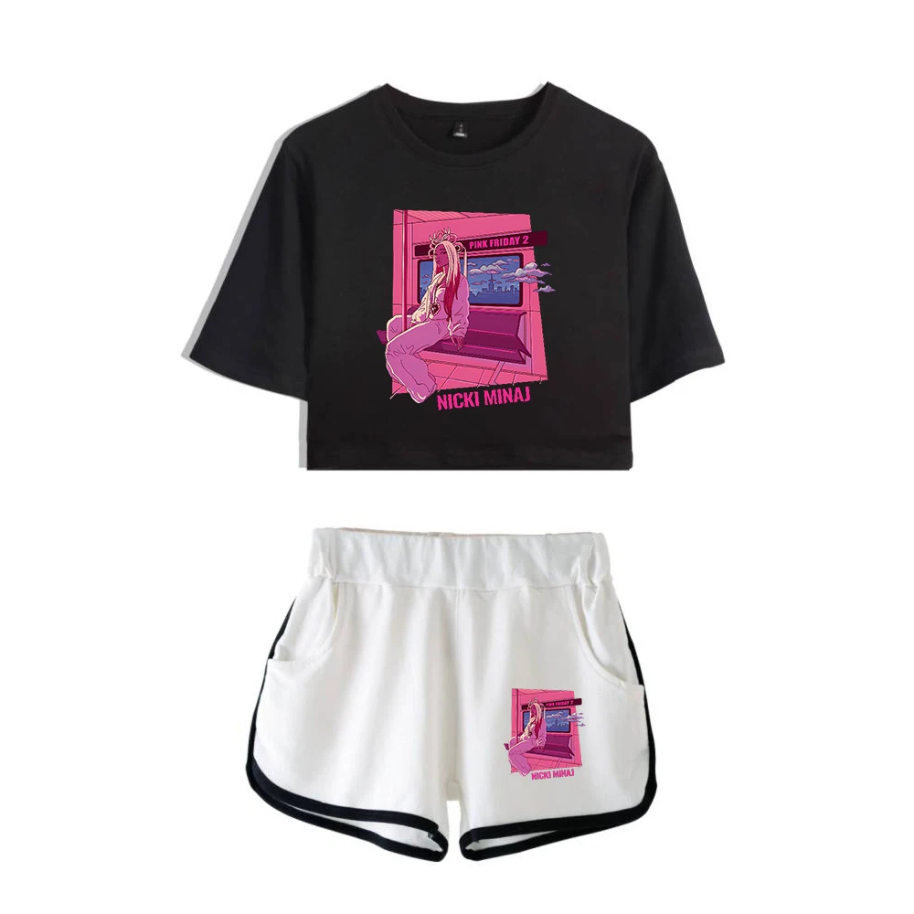 Nicki Minaj Pink Friday 2 Album Merch Crop Top + Shorts Set Da Due Pezzi Set Da Donna Streetwear Femminile