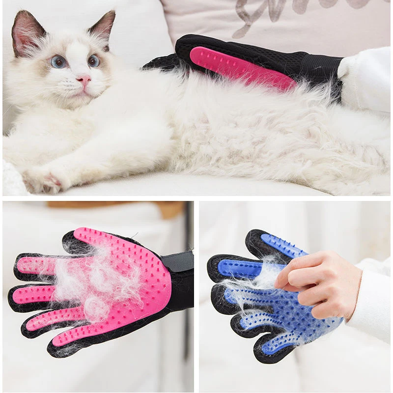 1PC Cat Hair Remove Gloves Rubber Grooming Glove Cat Hair Deshedding Brush Gloves Dogs Bath Cleaning Supplies Animal Combs