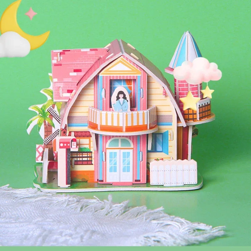 House Three-dimensional Puzzle Paper Children's Handmade DIY Model Puzzle Early Education Boys and Girls Toys Educational Toys 6