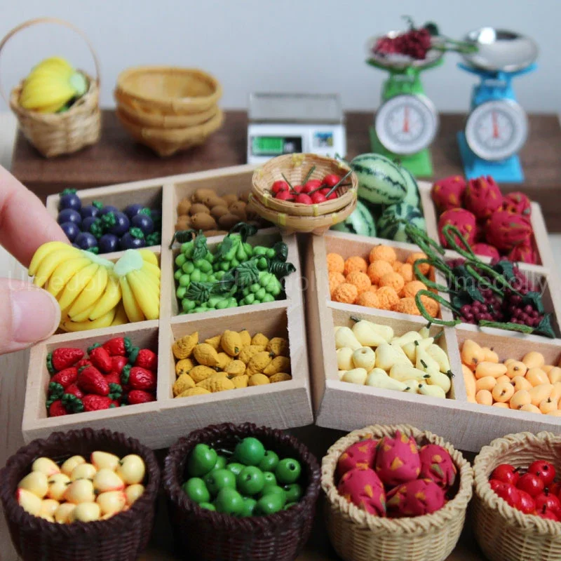 Dollhouse Miniature Fruit 1:12 Watermalon Strawberry Pretend Play Food Mini Kitchen for Barbies OB11 Doll Accessories Toy pretend food toys pretend kitchen toys kitchen toys doll house toys