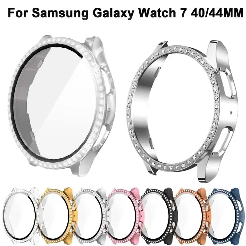 Sparkling Diamond Glass Case with Screen Protector for Samsung Galaxy Watch 7