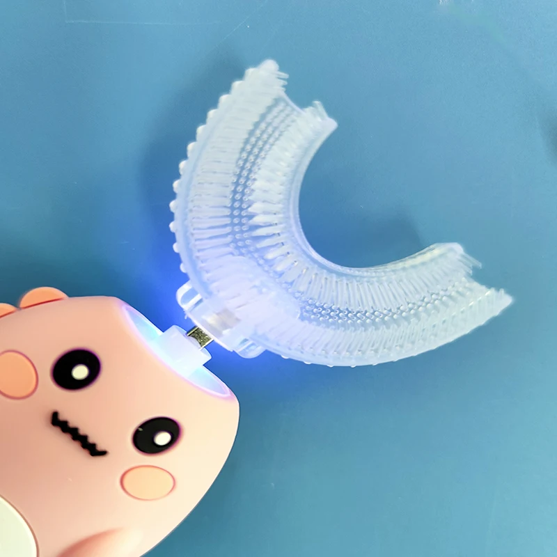 여행 및 가정용 USB 충전 칫솔 - 360 치아 미백 실리콘 어린이용 전동칫솔