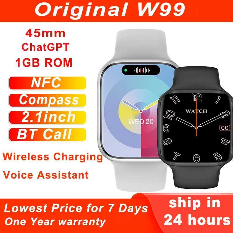 

Microwear W99 Smart Watch 1GB ChatGPT 45MM Compass NFC Feeling Game BT Call Music Player Watch Series 9 Sports Smartwatch Men