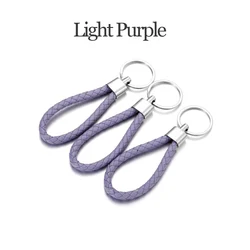 Colorful Braided Leather Keychain Set - Portable Keyring Organizer & Lanyard Accessory (5 - Pack) - 5pcs (Light Purple)
