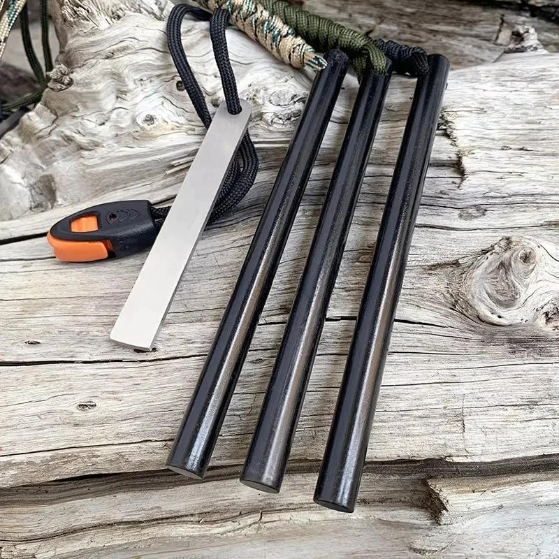 10*150mm Outdoor Flint Magnesium Rod White Steel Scraper Whistle Camping Gnition Flint Rod EDC Survival Fire Starting Tool