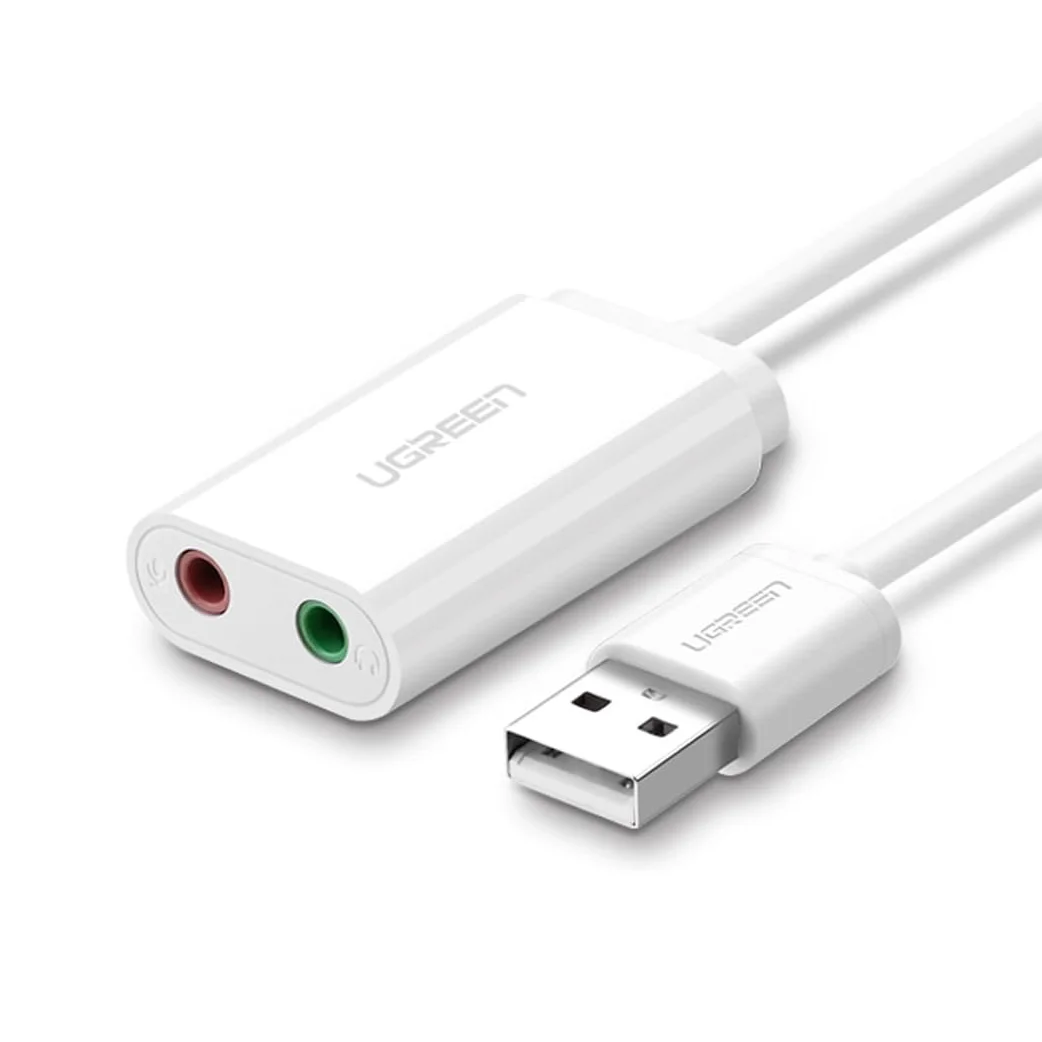 유그린 USB 사운드 카드 외장 어댑터 (3.5mm 이어폰 및 마이크 잭 포함), 플러그 앤 플레이 방식, 컴퓨터용