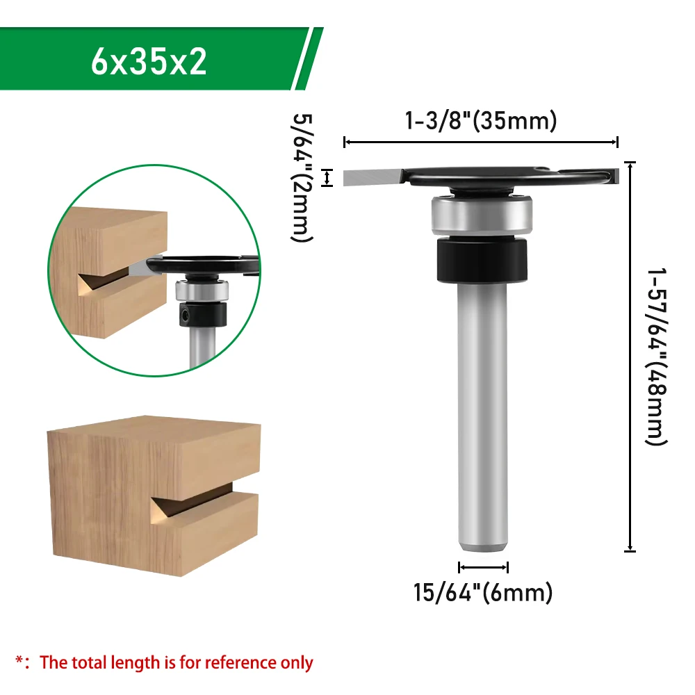 LAVIE 1/4 6 mm Schaft T-Nut-Fräser mit Lager – Doppelkanten-Nutfräser zum Schlitzen und Kanten von Holz C06318FX35 – Detail 4