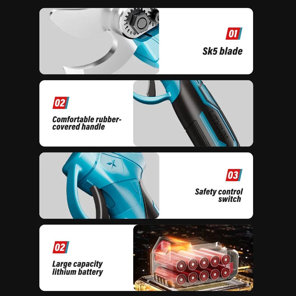 Electric Pruning Shears Professional Cordless Electric Pruning Battery Powered Tree Branch Pruner Electric Garden Scissors 5