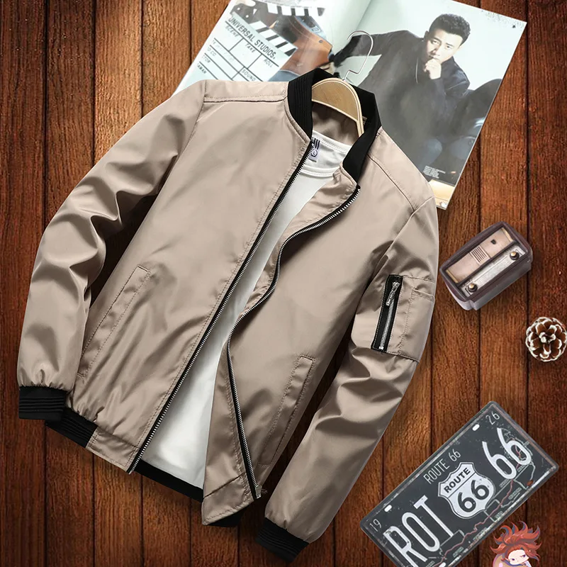 Frühling Herbst Jacke Männer Große Größe M-6XL Militär Jacke Männer Stehen Kragen Varsity Jacke Windjacke Männer Mantel Männlich Einfarbig_voghion.com