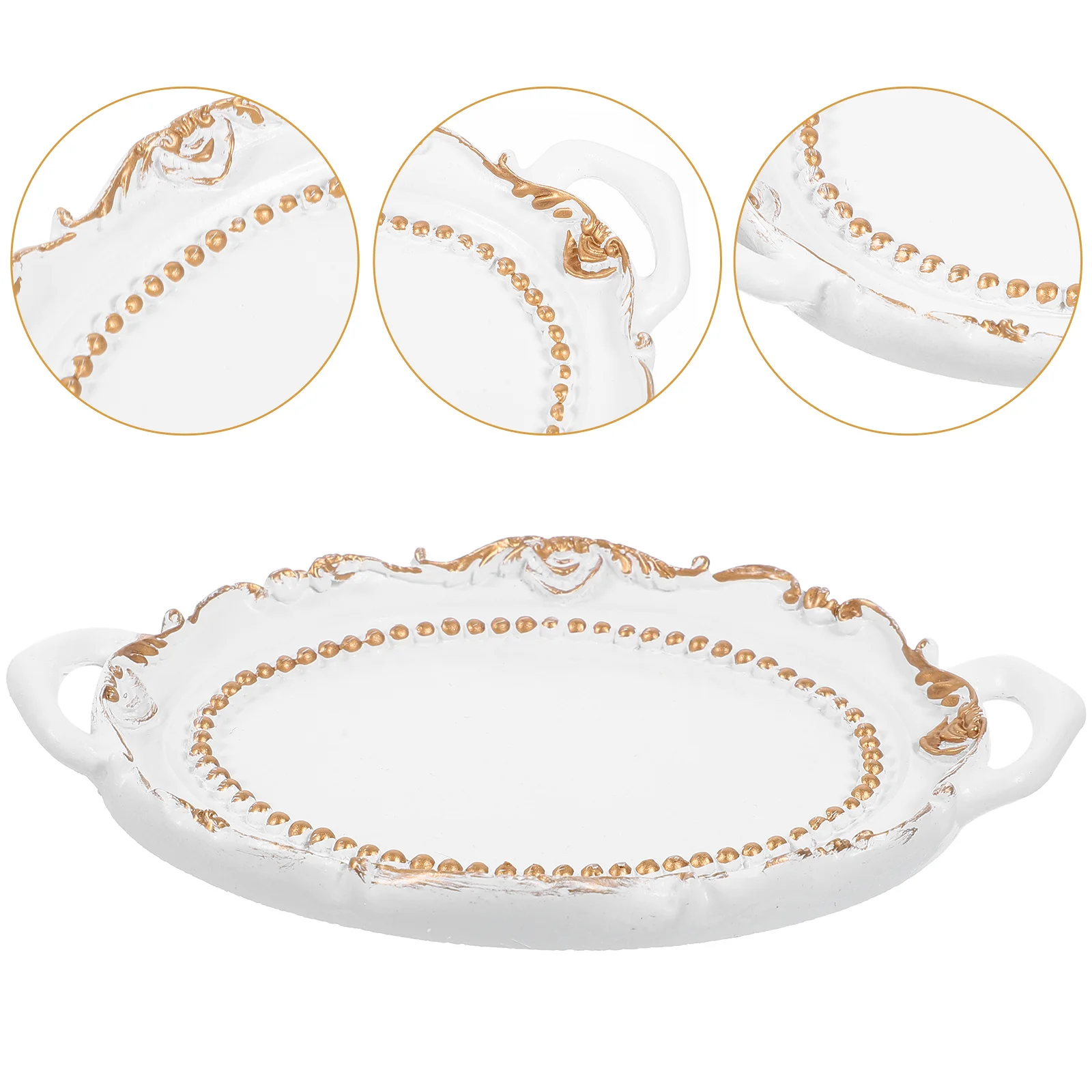 

Vanity Organizer Table Storage Tray Vintage Trinket Tray with Double Side Handles