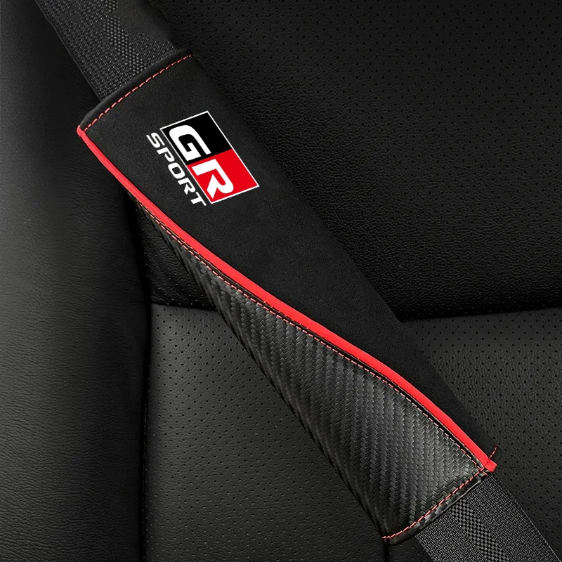 2 pezzi in pelle per cintura di sicurezza per auto copertura per spalla protezione per auto per Toyota GR Sport Gazoo Racing C-HR RAV4 Mirai Avensis Prado - immagine 2