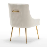 SEYNAR Modern Glam Boucle Pleated Velvet Dining Chair or Vanity Chair Set of 2 with Rear Handle 4