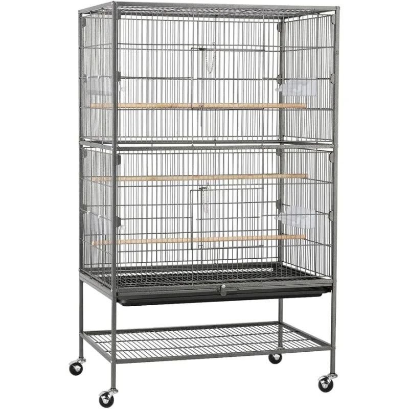 Wrought Iron Large Flight Parrot Bird Cage with Rolling Stand 1