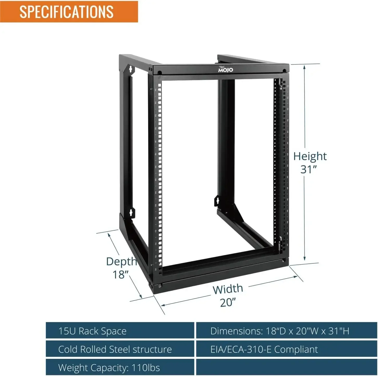 15U Server Rack with Swing Gate 19inch Wall Mount Server Rack with 18inch Depth - Picture 7 of 7