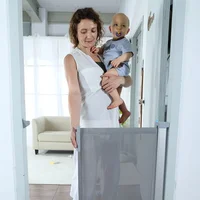 New Retractable Baby Safety Gate Pet Barrier Fences Magic Dog Gate Portable Durable Breathable Mesh Cloth Baby Protection Fence 2