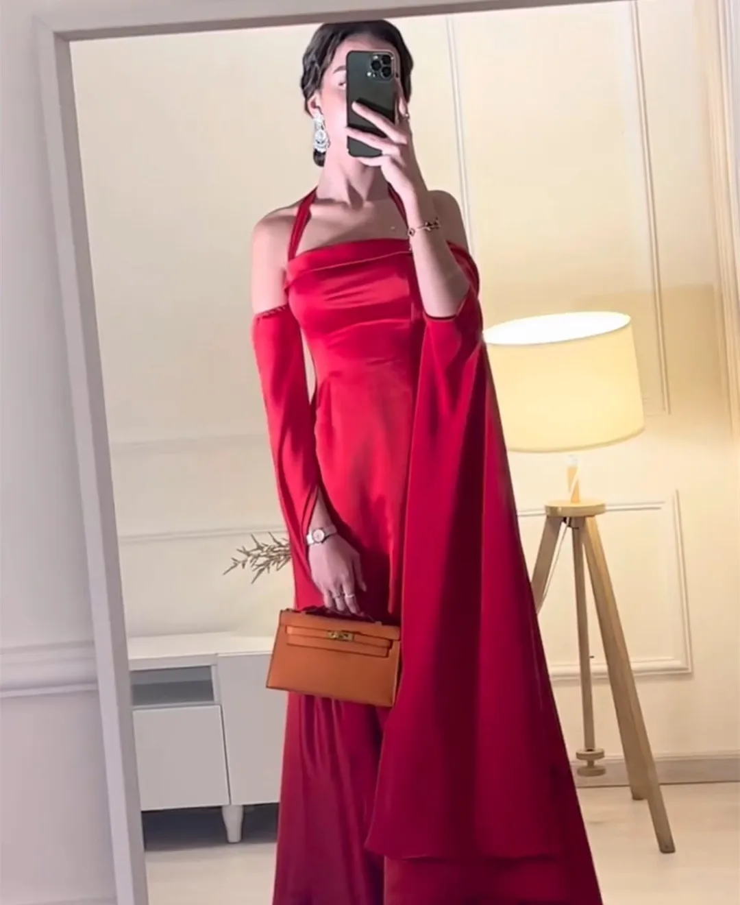 

Elegant Long Halter Red Evening Dresses فساتين السهرة Sheath Floor Length Prom Dress Robe de soirée for Women