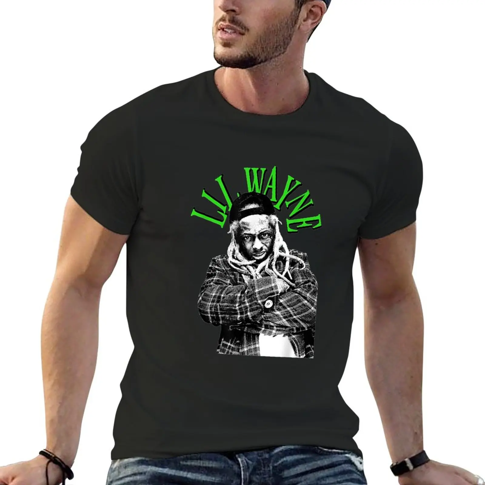 

New Lil Wayne Green Photo T-Shirt quick drying shirt Blouse mens graphic t-shirts