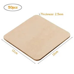 Versatile Unfinished Blank Wood Squares for Crafts, Art, and Home Decor (50pcs 12cm)