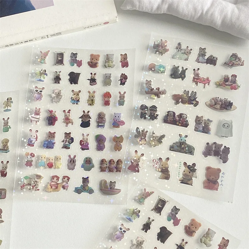 Children Cute Notebook Drop Glue Materials Waterproof Flash Film Stickers Classic Toys