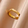 89688-9f6557.jpg Bagues géométriques en acier inoxydable pour femmes, Texture minimaliste, couleur or, ouverture de Couple, bijoux esthétiques de mariage et de noël