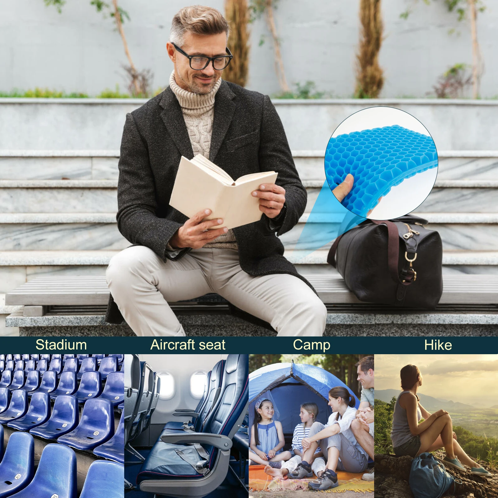 Foldable Gel Seat Cushion Soft TPE Car Cooling Seat Cushion Portable Travel Chair Mat Home Office Chair Cushion Car Accessories 5