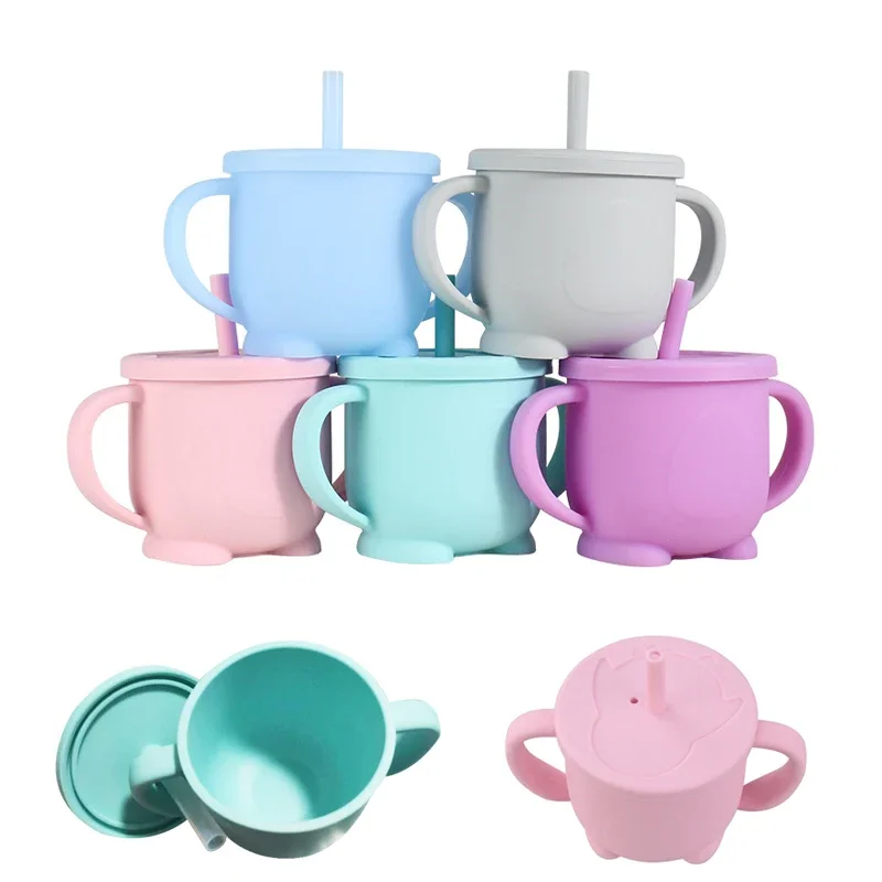 BPA Free Kids Silicone Food Storage Box Solid Color Baby Snack Cup Portable Children Snacks Container With Lid Kids Cup